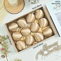 Set of 12 champagne gold satin velvet Christmas balls in a kraft gift box - Khaki