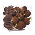 Set de 36 bolas de Navidad aterciopeladas marrones con hilos dorados en caja clara - Marrón