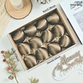 Set of 12 glossy bronze velvet Christmas balls in a gift box for holiday tree decoration - Brown