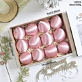 Set of 12 glossy pink velvet Christmas ornaments with 6cm diameter in craft gift box - Pink