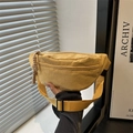 Yellow corduroy chest bag with adjustable strap and textured zipper pull for women - Yellow