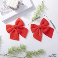 Set of 2 red velvet Christmas bows, 15cm size, for festive tree and holiday decoration - 15cm (EJ0214) / Red