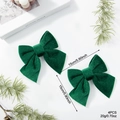 Set of 4 green velvet Christmas bows for tree decoration, 15cm size with soft texture - 15cm (EJ0214) / Green