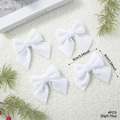 Set of four white velvet Christmas bows for tree decoration and festive wedding arrangements - 9cm (EJ0214S) / White