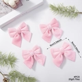 Set of four 9cm pink velvet Christmas bows for tree decoration and festive hanging ornaments - 9cm (EJ0214S) / Pink