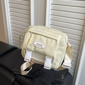 Beigefarbene Messenger-Tasche aus Nylon mit Klarsichtfach und verstellbarem Gurt - Gelb