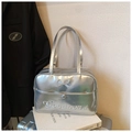 Borsa tote argento metallizzato con fiocco e ricamo Gonanond in ecopelle testurizzata - Argento