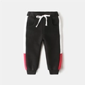 Boys black thermal fleece joggers with red and white side stripes and drawstring - Size 90 / Black Red Edge