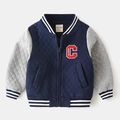 Giacca da baseball trapuntata per bambini blu navy e grigia con toppa C - 90cm / Blu Notte