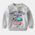Felpa grigia da bambino con stampa camion Hot-Rod vintage e bordi a costine - 90cm / Grigio