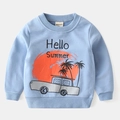 Felpa casual celeste da bambino con stampa Hello Summer e girocollo a costine - 90cm / Celeste