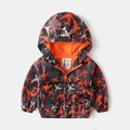 Dark grey hooded kids jacket with orange plane prints and breathable mesh lining - 90cm / All-over Plane Print