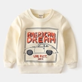 Felpa da neonato color crema con stampa vintage American Dream e polsini a coste - 90cm / Bianco Sporco