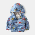 Light blue hooded windbreaker for boys with cartoon construction vehicle patterns - 90cm / Blue Tool Crane