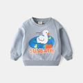 Felpa azzurra per bambini con stampa a cartone di anatra e scritta Sunbath - Taglia 90 / Blu Acqua-Anatra