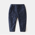 Fleece lined navy blue children's cargo pants with elastic waist and side pockets - 90 / Navy Blue