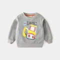 Sweat-shirt gris pour enfant avec imprimé pelleteuse jaune et col rond confortable - 90 / Gris