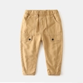 Children's thick fleece-lined cargo pants in khaki with elastic waist and side pockets - 90 / Khaki