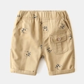 Kids khaki cargo shorts with all-over panda prints and elastic waist for summer - Size 90 / Khaki