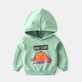Kids sage green hooded sweatshirt with cute cartoon dinosaur pumpkin print design - 90 / Aqua Green