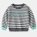 Sweatshirt rayé pour garçon avec broderie NEXT LEVEL et finitions bord-côte - 90 / Rayé Gris