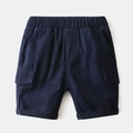 Classic dark blue boys cargo shorts with elastic waist and functional side pockets - Navy Blue / Size 90