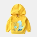 Sweat à capuche jaune pour enfant avec dinosaure de dessin animé bleu sur un skateboard - 100 / Jaune
