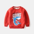 Sudadera de forro polar roja para niños con gráfico de tiburón boxeador azul - 90cm / Rojo Anaranjado