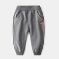 Kids grey jogger pants featuring orange dinosaur embroidery and elastic ribbed cuffs - 90 / Mid Gray (Dinosaur)