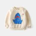 Sudadera beige de forro polar para niños con dibujo de tiburón azul y puños elásticos - Color Blanco Roto (doble Capa Con Forro Polar) / 100cm