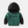 Felpa con cappuccio da bambino bicolore verde scuro e nero con ricamo LOVEWAPYPY - Verde Scuro / 90cm