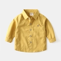 Ginger yellow long-sleeved cotton shirt for boys with classic collar and front pocket - Size 90 / Tops / Mustard Yellow