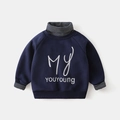 Felpa spessa blu navy per bambini con collo alto e ricamo di lettere bianche - 90 / Blu Notte