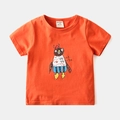 Kids orange cotton short sleeve t-shirt with cute cartoon penguin graphic print - 90 / Orange Penguin