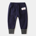 Kids navy thermal sweatpants with elastic waist and striped cuffs for boys and girls - 90 / Navy Blue