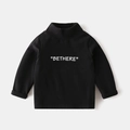 Black long-sleeved turtleneck thermal shirt for boys with BETHERE letter print - Black / 90