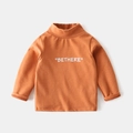 Children high neck thermal orange long sleeve T-shirt with BETHERE letter print - Brick Red / 90