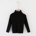 Kids black ribbed high-neck sweater with long sleeves and soft knitted texture for winter - Black / 90