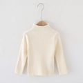 Kids warm off-white turtleneck ribbed knit sweater with long sleeves on wooden hanger - Off White / 90