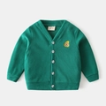 Donkergroen gebreid vest voor peuters met schattig beer-avocado borduurwerk - Groen / 90cm