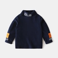 Maglia a lupetto blu scuro per bambino in maglia di cotone con toppa arancione - 90 / Blu Notte