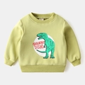 Grünes Dinosaurier Kinder-Sweatshirt mit warmem Fleecefutter und Rippbündchen für Jungen - 90cm / Fruchtgrün (Kreis Dino)