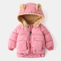 Cappotto invernale rosa per bambini con cappuccio con orecchie e fodera in pile - 90 / Rosa