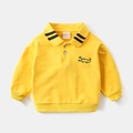 Felpa polo gialla a maniche lunghe per bambini con ricamo a forma di coccodrillo nero - 90cm / Giallo