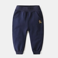 Pantalon de sport bleu marine pour enfant avec broderie tigre et bords-côtes élastiques - 90 / Bleu Marine (Tigre)