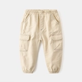 Beige Kinder Cargo-Jogginghose mit elastischem Bund und großen Seitentaschen für Jungen - 90 / Khaki