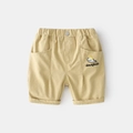 Boys khaki cotton casual shorts with elastic waist and whale embroidery detail - 90cm / Khaki