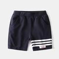 Dark blue boys athletic shorts with elastic waistband and white side stripe details - 90cm / Navy Blue