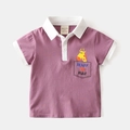 Paars poloshirt voor jongens met girafzakje en witte contrasterende biezen - 90 / Leer Rood