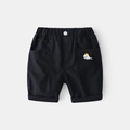 Boys black casual shorts with elastic waist and cute whale embroidery on side pocket - 130cm / Black